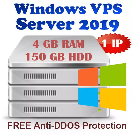 Windows Virtual Dedicated Server(RDP-VPS) 4GB RAM + 150GB HDD