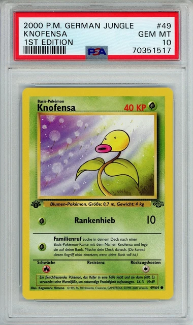 2000 Pokemon German Jungle Knofensa 1st Edition #49/64 GEM MINT PSA 10