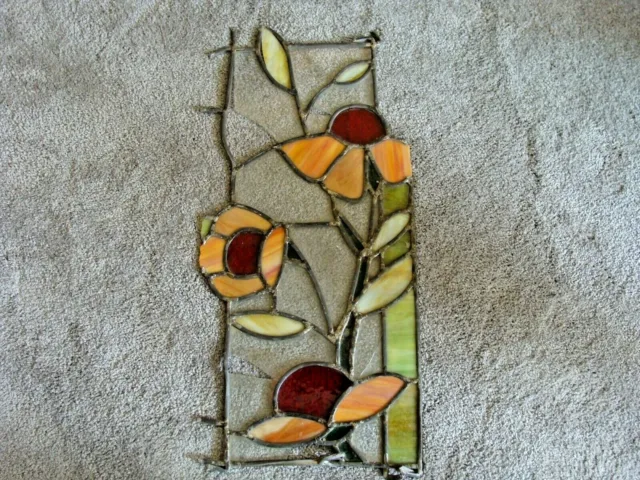AS IS STAINED GLASS WINDOW PART w CRACKS & LOSSES Antique c1900 #2