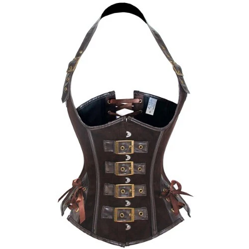 Steampunk PU Leather Corset Top Sexy Bustiers Corsets Lace Up Slim Waist Corset