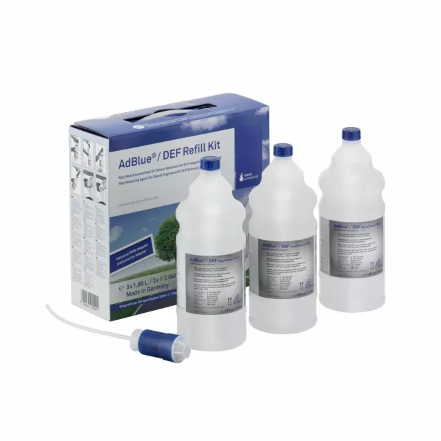 3X 1,89 LITER AdBlue® NOX-Reduktionsmittel Harnstoff Refill Kit inkl.  Adapter EUR 33,90 - PicClick FR