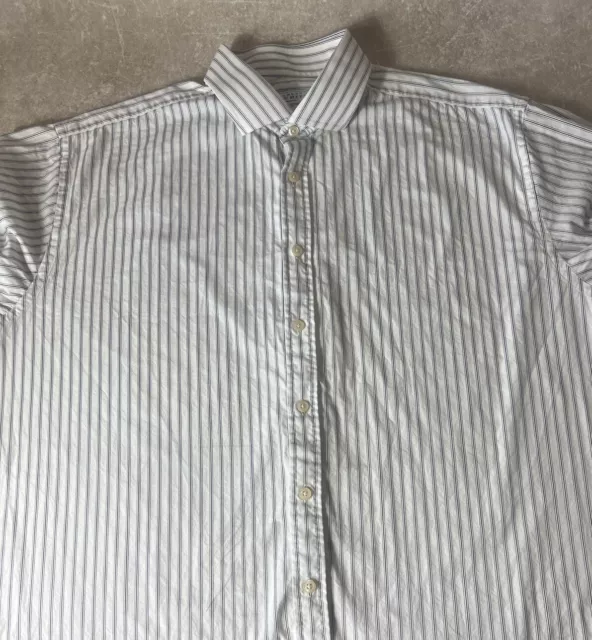 Charles Tyrwhitt Long Sleeve Men’s White /Black Dress Shirt 100%Cotton Size18/37