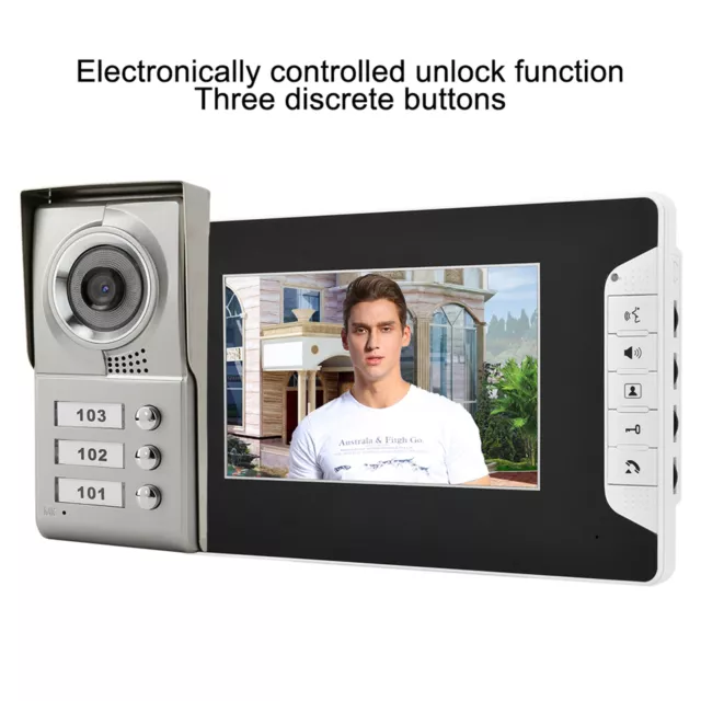 Apartment 3 Units Wired Video Door Phone Visual Doorbell Intercom Entr GFO 3