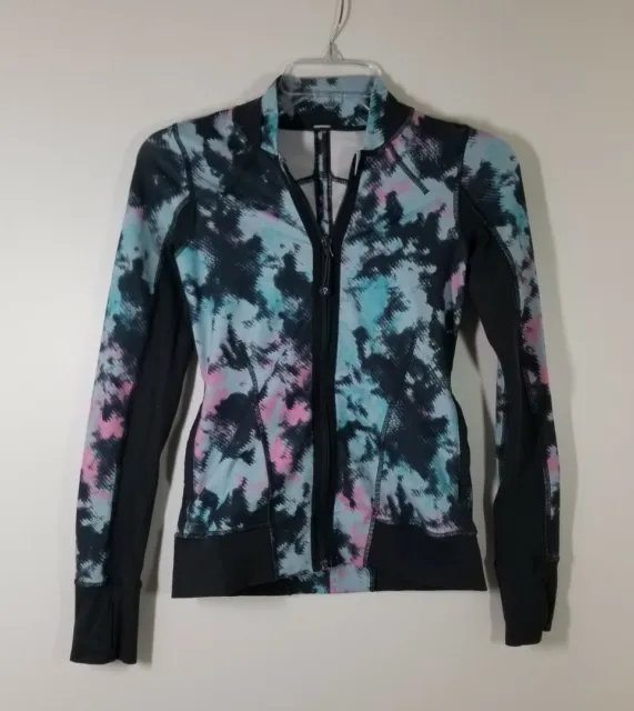 Lululemon Ivivva Girls Full Zip Jacket Black Blue Pink Size 10