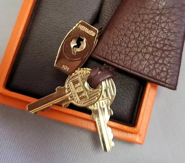 Authentic HERMES PadLock & 2Keys No.120 Silver Brass #W609028