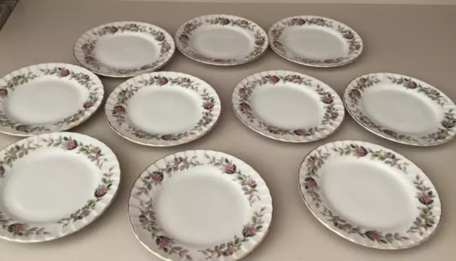 VINTAGE CREATIVE JAPAN REGENCY ROSE #2345 FINE CHINA BREAD PLATE SET of 10