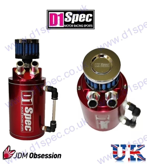 D1 Spec Oil Catch Tank Red Fits Subaru Wrx Civic Fiesta Mx5 Mr2 Supra Skyline