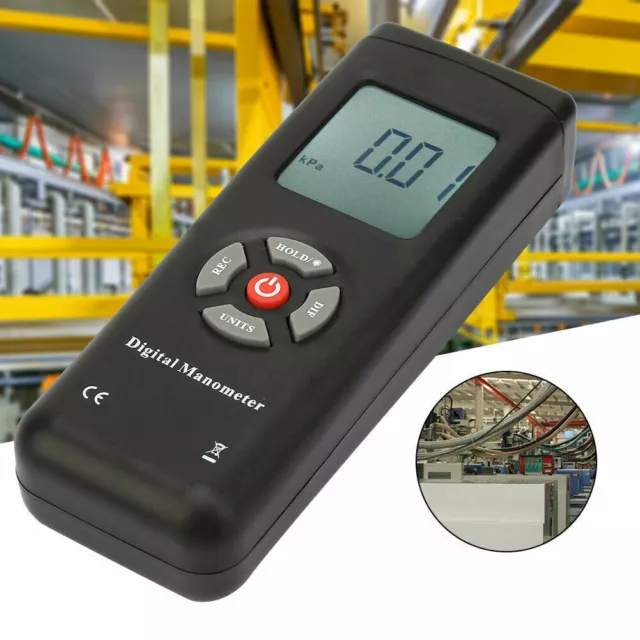 TL100 LCD Digital Manometer Differential Air Pressure Meter +2psi Gauge