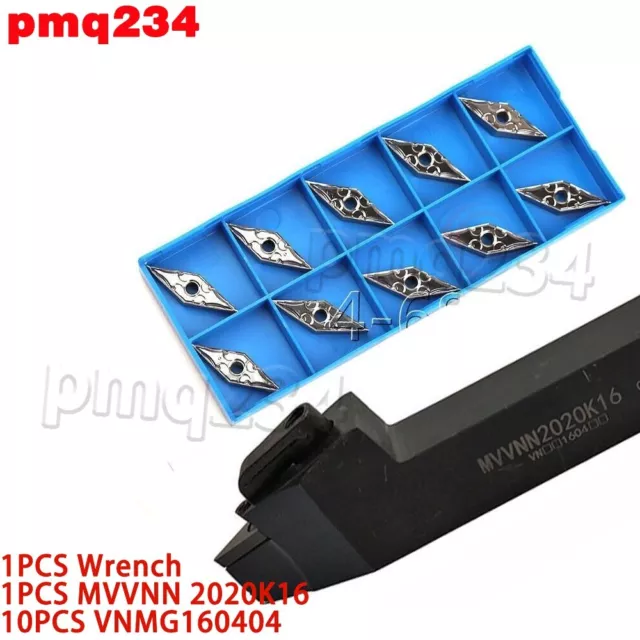 1PC MVVNN2020K16 LATHE Turning Tool Holder tool +10PC VNMG160404 Aluminum Insert