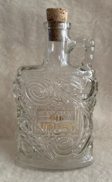 Vtg 1970s Old Forester Ky Straight Bourbon Whiskey 4/5 Qt Glass Decanter Bottle