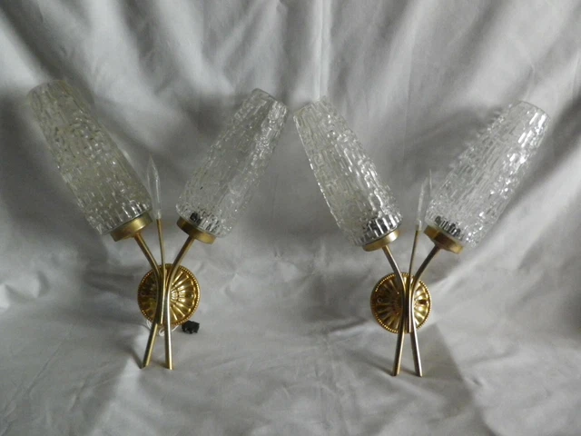 double appliques murale vintage tulipe en verre année 50/60/70