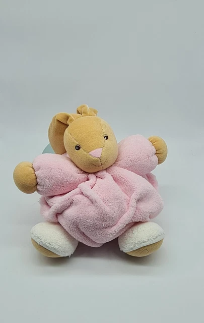 36 - Doudou Peluche Boule Patapouf Lapin Beige Kaloo Plume Rose Blanc Etat Neuf