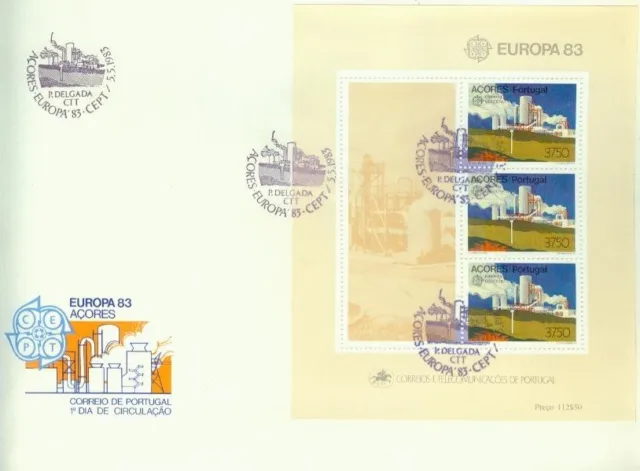 Briefmarken Ganzstück Brief Portugal 1983 Europa 83 Block Ersttagsbrief