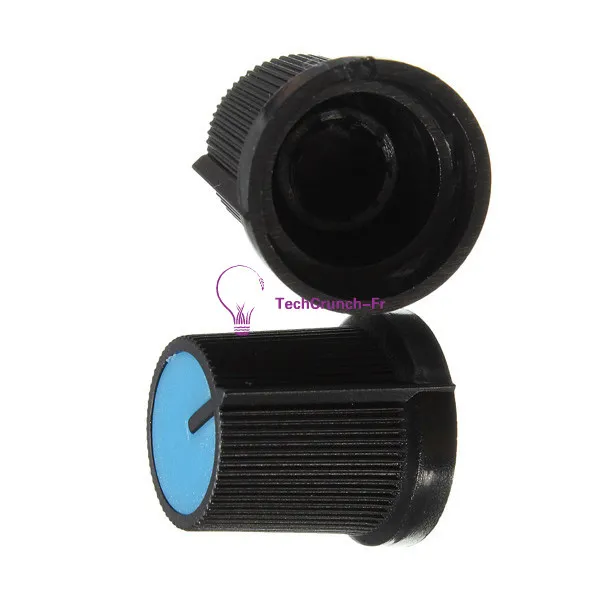 10PCS New Black Knob Blue Face Plastic for Rotary Taper Potentiometer Hole 6mm 3