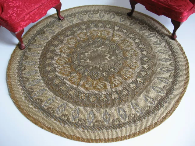 dollhouse doll house miniature FANCY ACCENT RUG CARPET ROUND #4