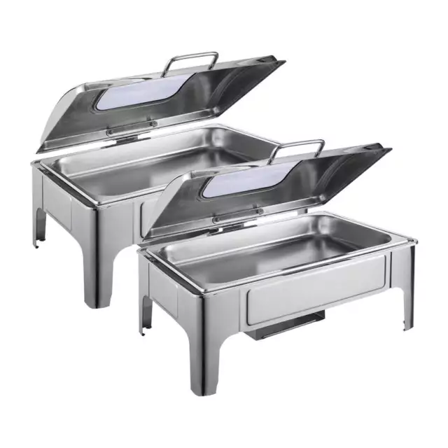 SOGA 2X 9L Rectangular Stainless Steel Soup Warmer Roll Top Chafer Chafing Dish