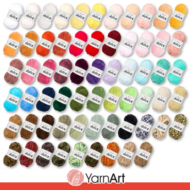 YarnArt 100 g Dolce Chenille Wolle Garn Stricken Häkeln Amigurumi 64 Farben