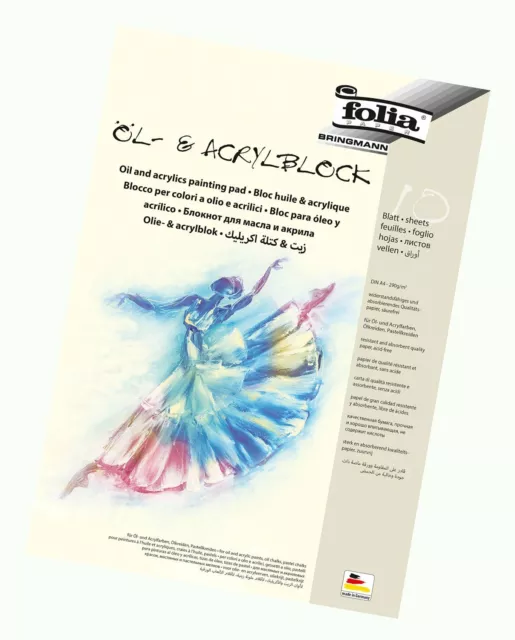 Folia 8364 - Ölmalblock Acrylmalblock, 290g/qm DIN A4 10 Blatt Zeichenblock