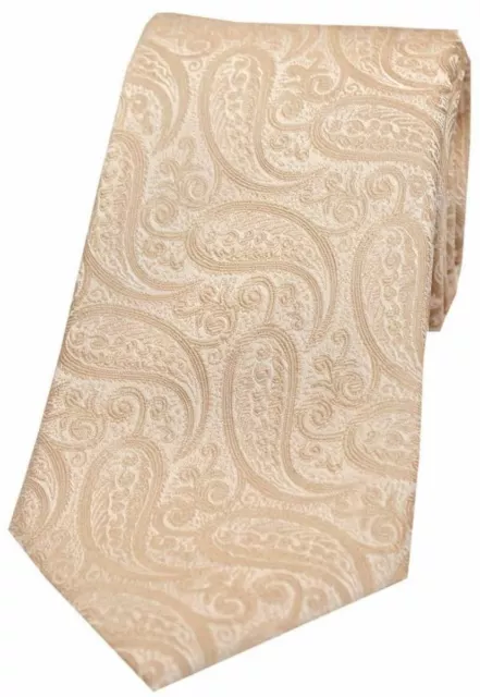 David Van Hagen Mens Classic Paisley Silk Tie - Beige