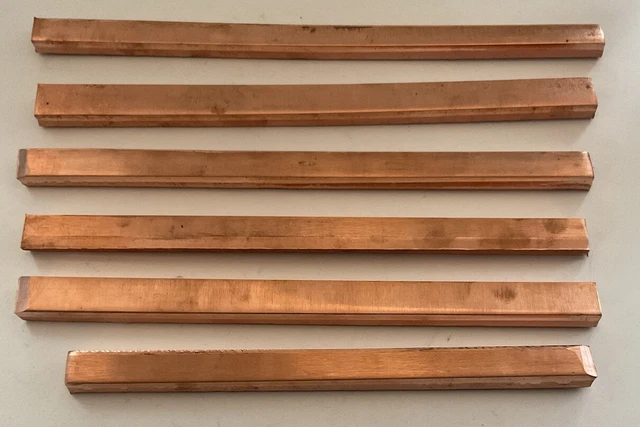 Pure Solid Heavy Copper Sheared Ends Cut Offs Bars Scrap Or Crafts 3/8” Thick