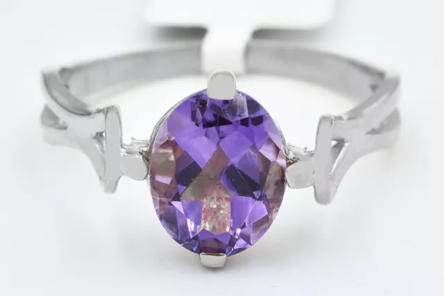 GENUINE 1.85 Cts AMETHYST RING 10k WHITE GOLD - Free Appraisal Service - NWT