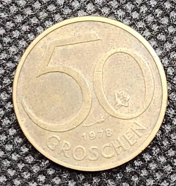 🪙1978 Austria 50 Groschen Coin AU  Aluminum Bronze Money 🪙