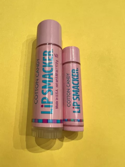 2 Bonne Bell COTTON CANDY ~ BIGGY Biggie Jumbo & Regular Lip Smacker Gloss Balms
