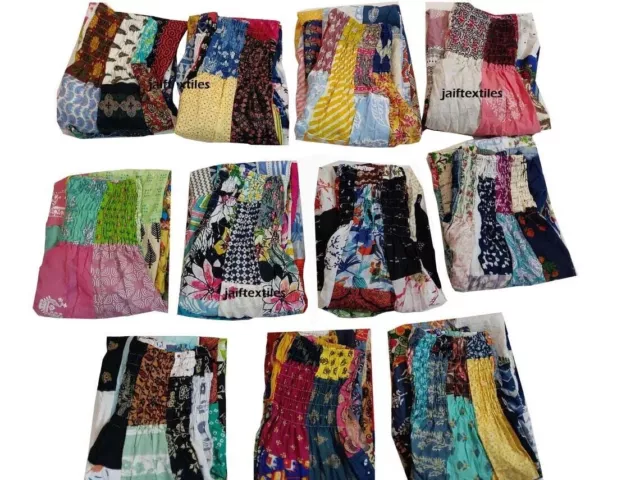 10 piezas Patchwork Harem Pantalones, Boho Hippie Pantalones Yoga...