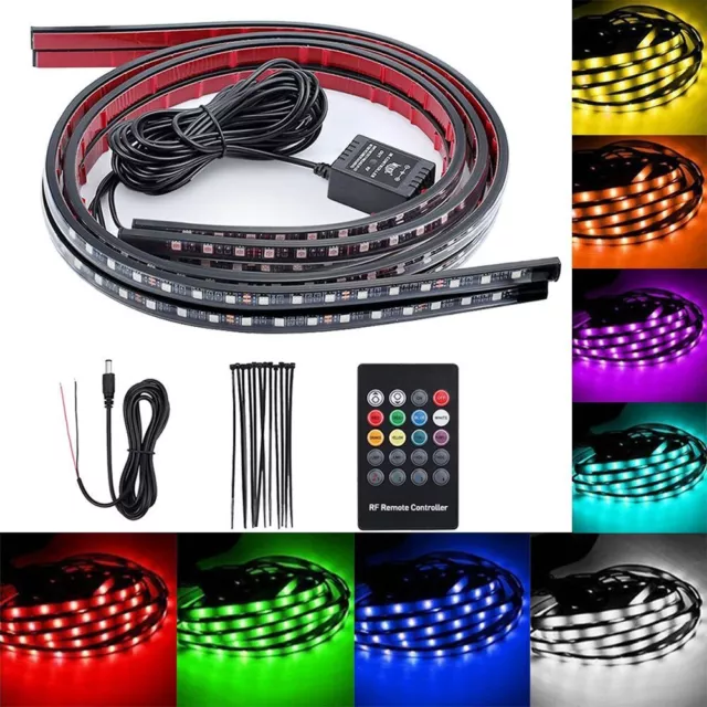 4X RGB LED Under Car Tube Underglow Underbody System Neon Light Strip Lamp