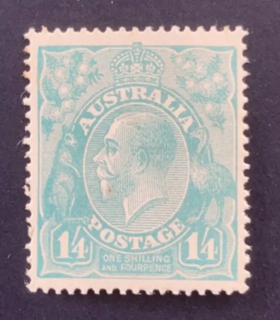 Australia 1914 KGV Single Watermark 1/4 Turquoise - UHM