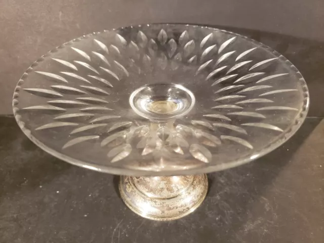 Hawkes Hand cut crystal compote bowl with sterling base 40 pwts 7.5"d 4.75"h