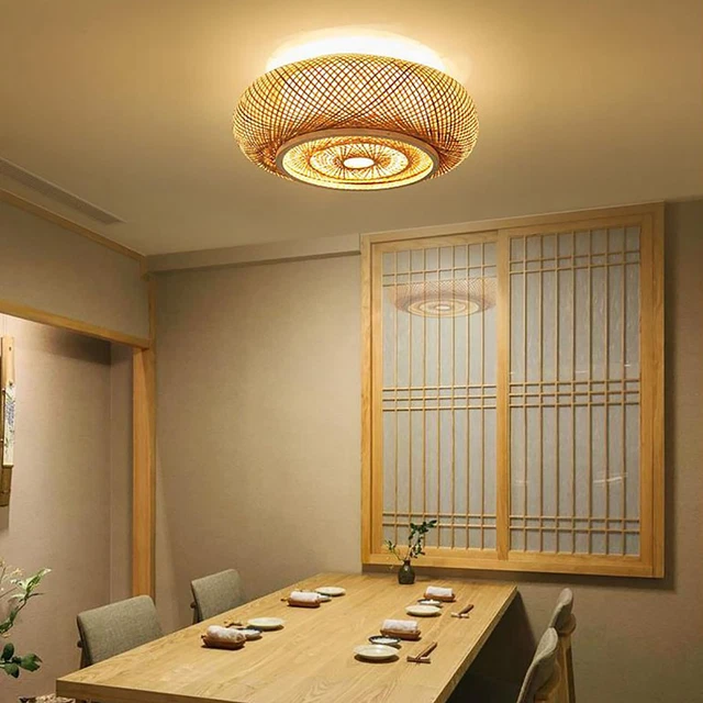 NEU Deckenleuchte Hängende Hängelampe Rattan Bambus Wove Warmes Zimmer Licht E27