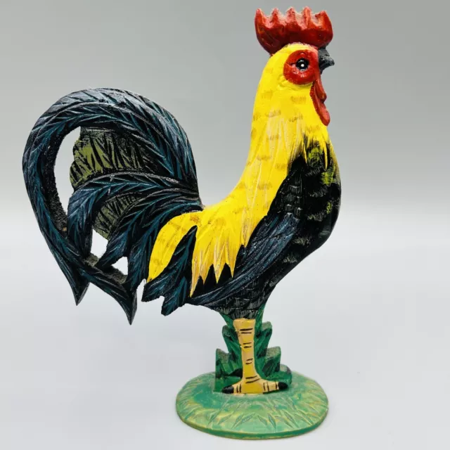 Dept 56 Wooden Rooster Hand Carved & Painted Farmhouse French Decor Figurine