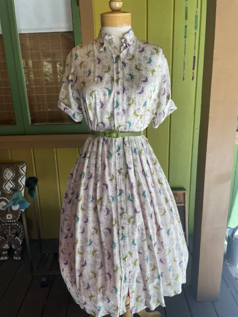 Vintage 50s  Novelty Print Shirtwaist Dress