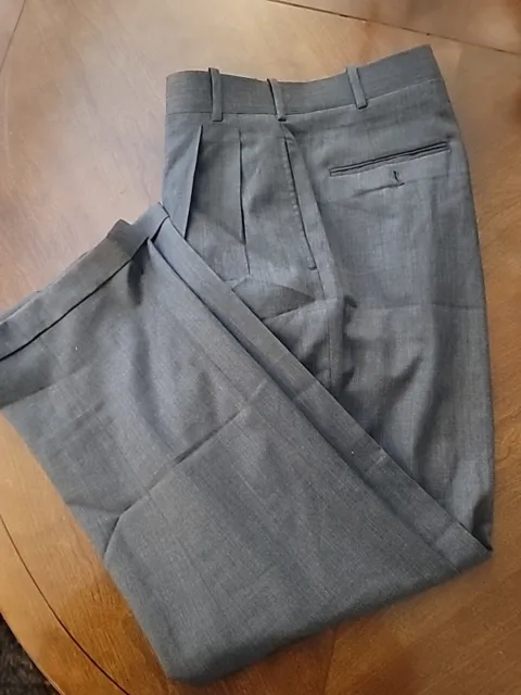 vintage sz 30  grey worsted wool pleated front pants