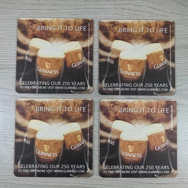 GUINNESS 4 X Vintage Beer Mats Pub Bar Coaster Breweriana £4.45 ...