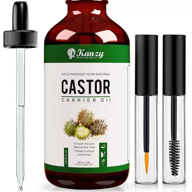 Kanzy Rizinusöl Bio Kaltgepresst 100% Rein, Organic Castor Oil for Hair Growth N