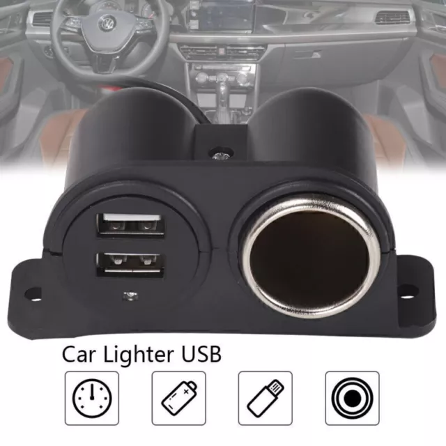 2x USB charger cigarette lighter car plug truck + 12V / 24V surface socket