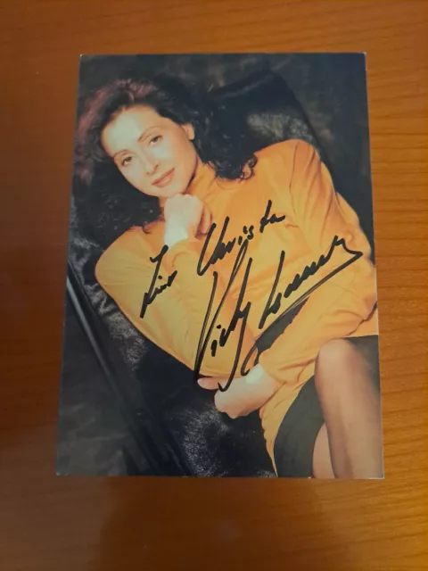 《Autogrammkarte》Vicky Leandros mit Widmung "Für Christa" Ca. 1988