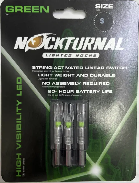 Nockturnal Lighted Nocks - Size S - Green~ DB
