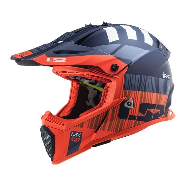 Casco Cross Bambino Ls2 Mx437 Fast Evo Mini Xcode Fluo Orange Blue - GARANZIA IT