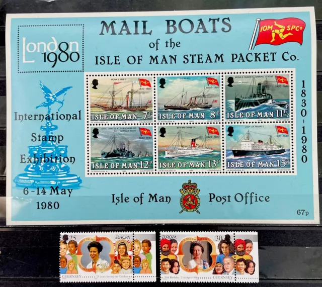 Guernsey 1996 Nr. 691 - 692, Isle of Man 1980 Block 3 postfrisch