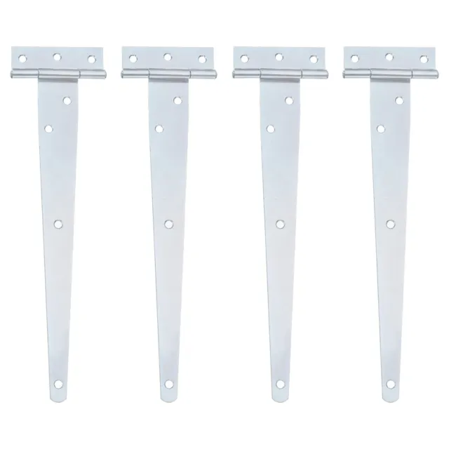 4Pcs T-Strap Door Hinges, 10" Wrought Tee Shed Gate Hinges Iron (White Zinc)