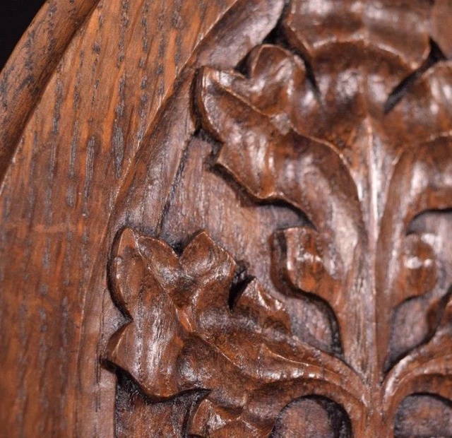 *Pair of Gothic Carved Architectural Panels/Trim in Solid Oak Wood Salvage 6