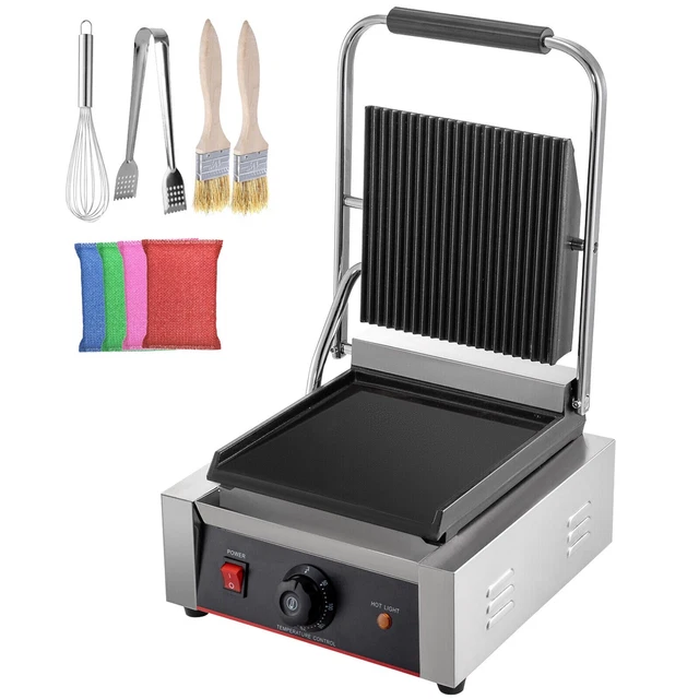 VEVOR Piastra Griglia Panino Pressa Elettrica Panini Controllo di Temperatura