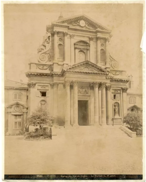 L.P. France, Paris, église du Val de Grâce, le portail  vintage albumen print.