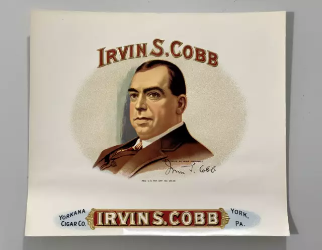 Vintage IRVIN S. COBB Yorkana Cigar Box Label Tobacco Excellent 7 1/2" x 8 1/2"