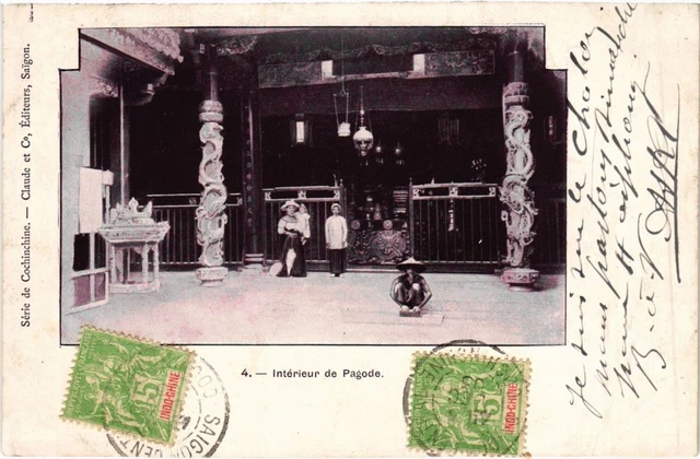CPA AK Vietnam Saigon Indochina Pagoda Interior (128986)
