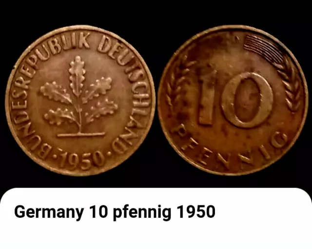 1950 Germany 10 Pfennig  (See Pics For Grade) Deutsches Reich.