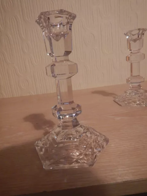 2  Vintage Galway Crystal Candlesticks Candle Holders 15.5 cm high 2